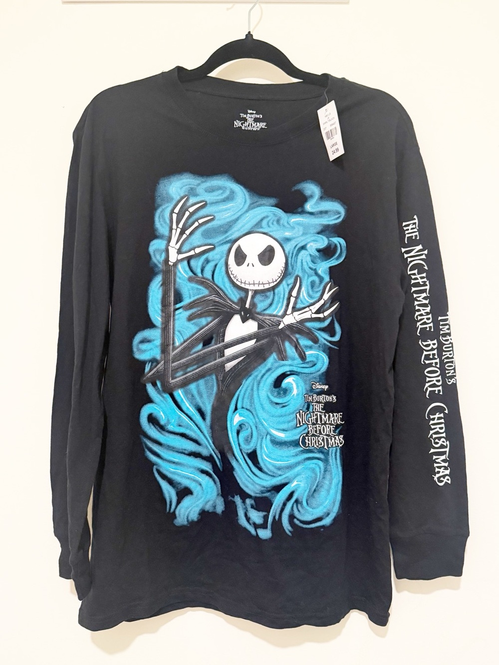 Disney The Nightmare Before Christmas Black Long Sleeve Shirt with Blue Graphic